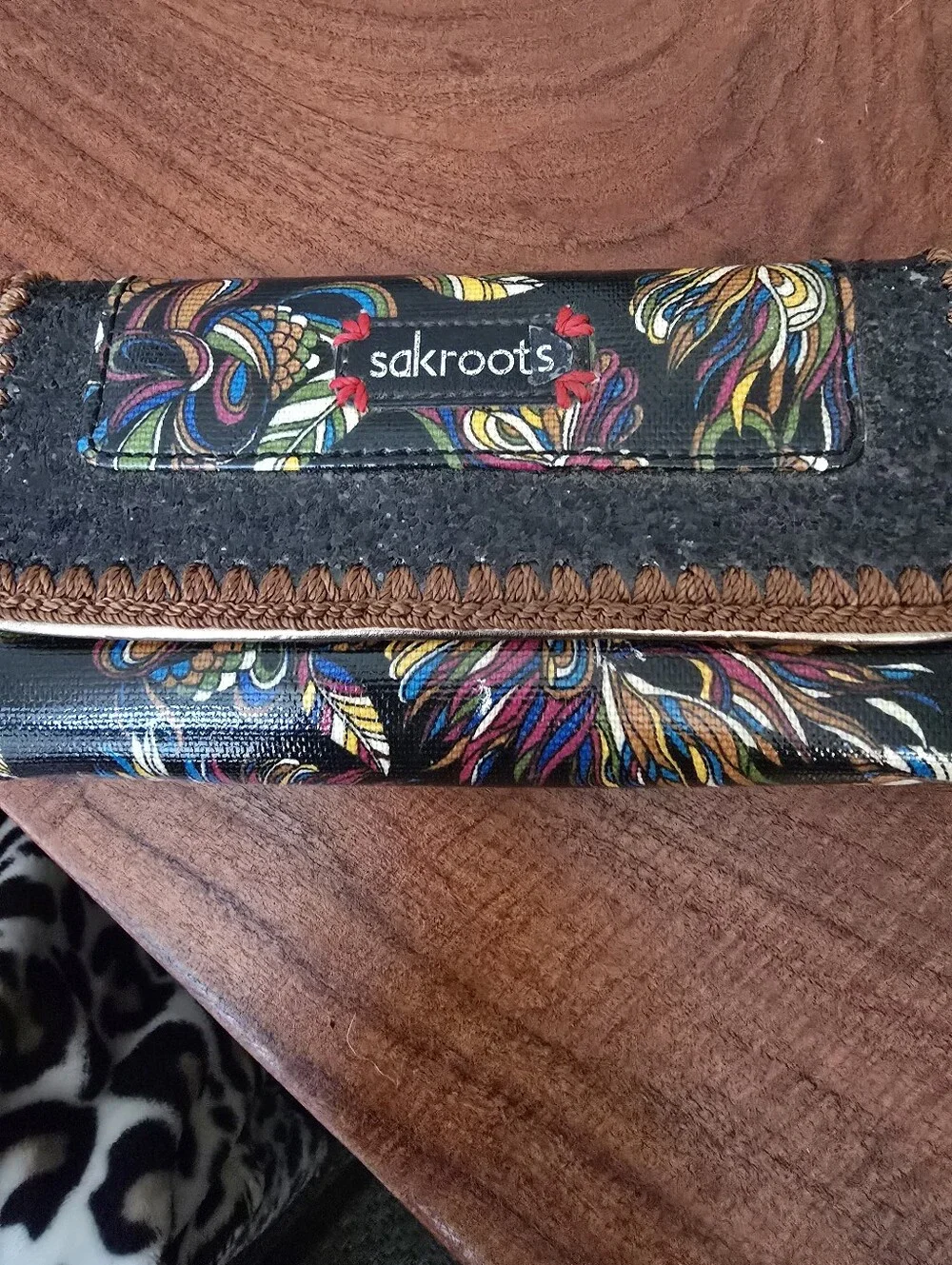 Sakroots Black Floral Multicolor Fold-Over Wallet